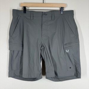 HUK Men’s Fishing Shorts Gray Performance Activewear Size 38